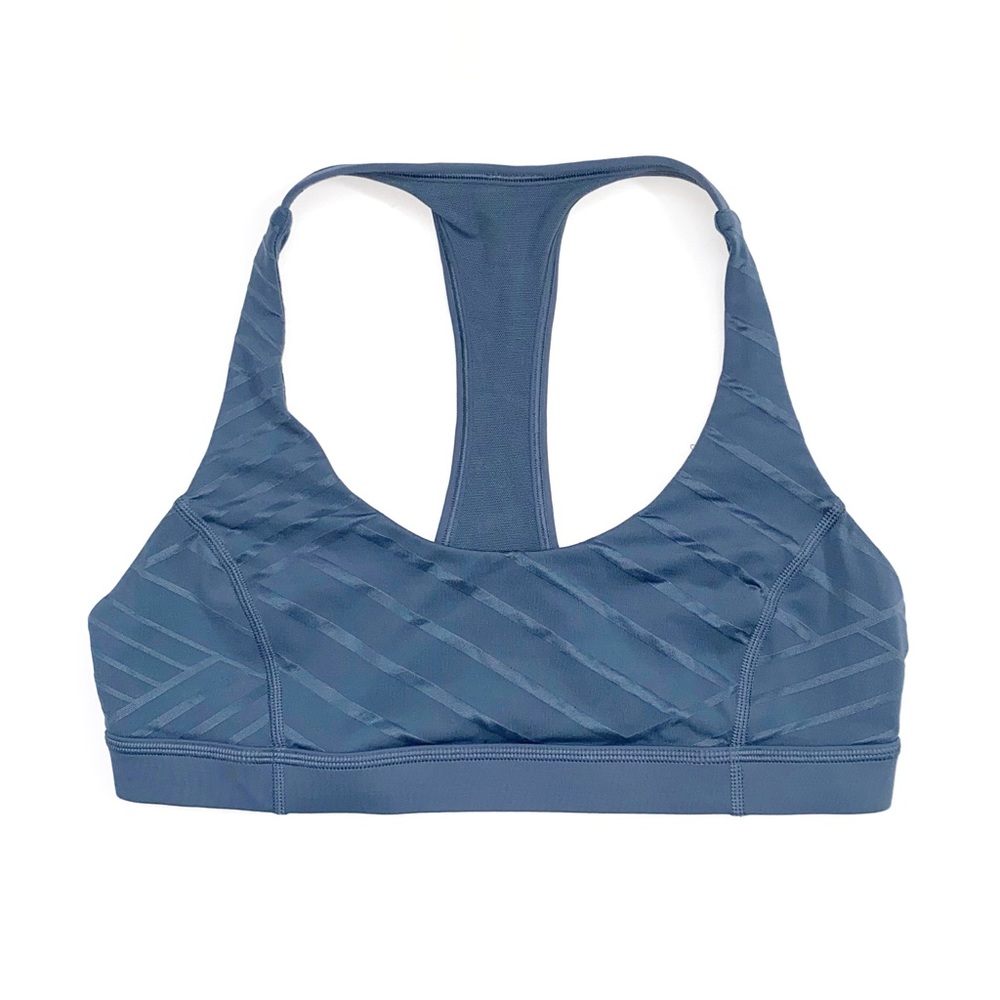 Lululemon blue hot like angi stripe round scoop neck racerback sports bra